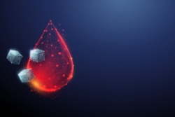 Druppel bloed met klontjes suiker