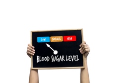 Bord dat verwijst naar lage bloedsuiker