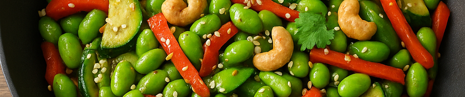 AI-gegenereerd: Sojaboontjesroerbak met sesam en lijnzaad