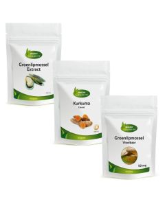 Groenlipmosselextract, Kurkuma-extract en Groenlipmossel Vloeibaar 