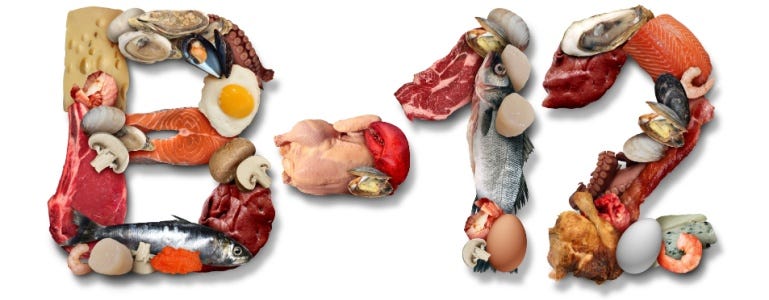 B12 in dierlijke producten uitgebeeld