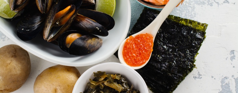 Voedingsmiddelen met natuurlijk jodium