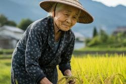 Japanse vrouw werkt op het land Japanse vrouw werkt op het land