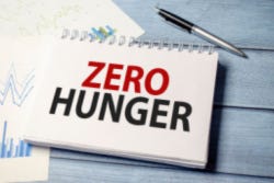 Bordje met de tekst 'Zero Hunger' Bordje met de tekst 'Zero Hunger'