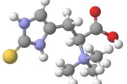 Molecule van het aminozuur L-ergothioneïne Molecule van het aminozuur L-ergothioneïne